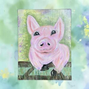 "NOSEY PIG" ~ Original Acrylic Painting by Julie Burton-Jones